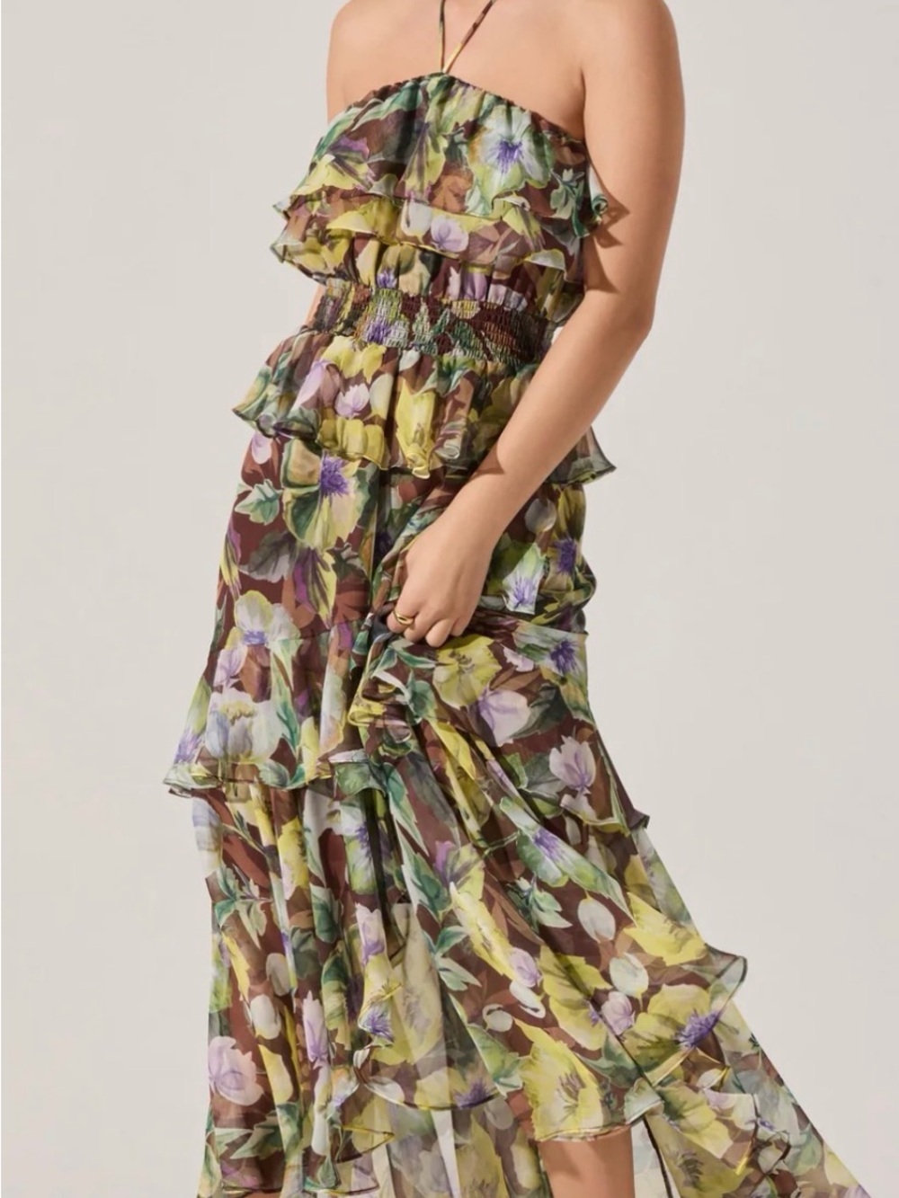 Astr The Label Elena Floral Halter Maxi Dress